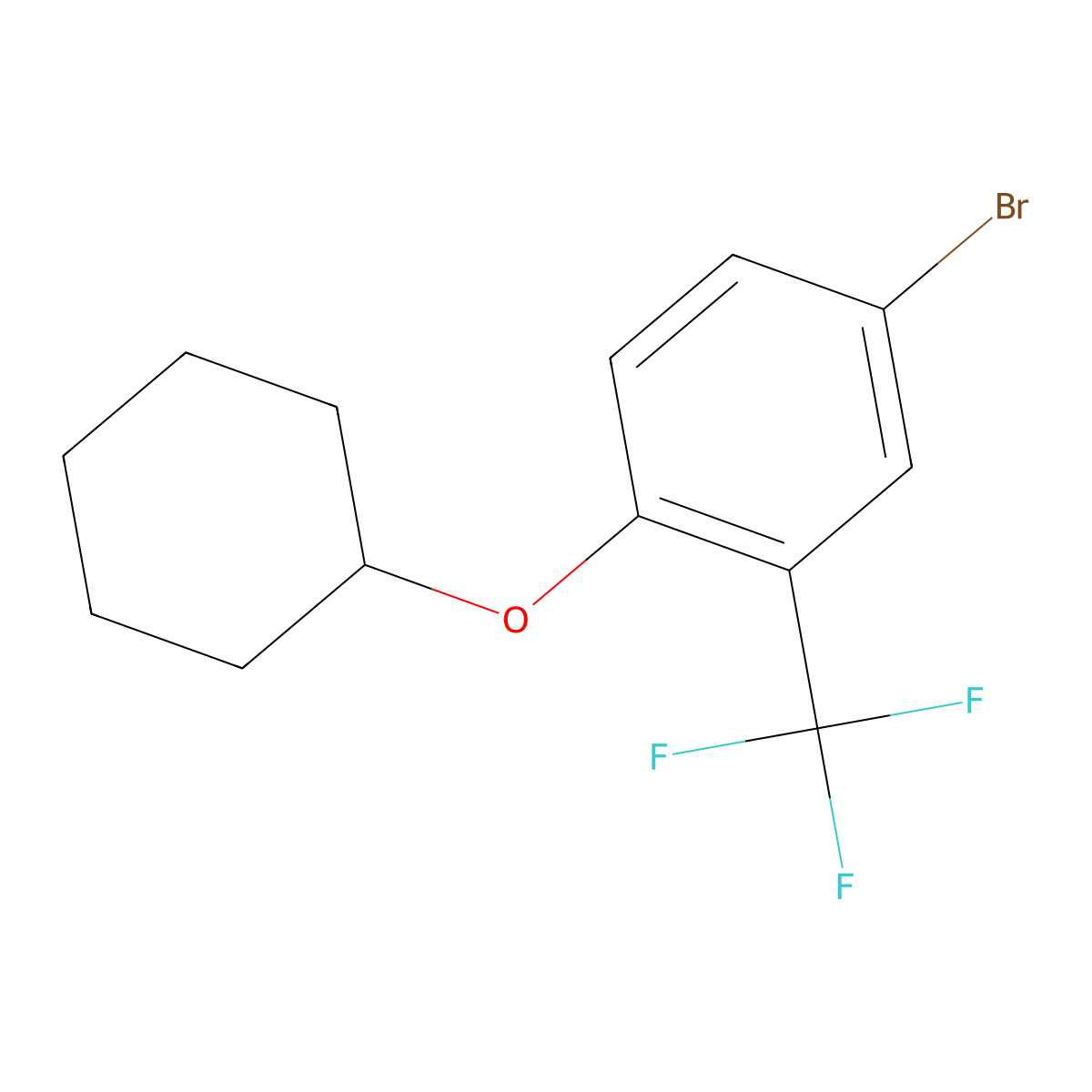 Benzene, 4-bromo-1-(cyclohexyloxy)-2-(trifluoromethyl)- molecular structure, CAS 1369951-69-8