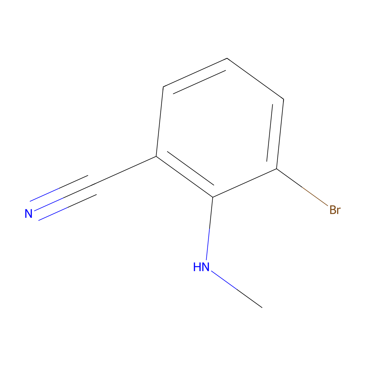 3-Bromo-2-(methylamino)benzonitrile molecular structure, CAS 1369954-33-5