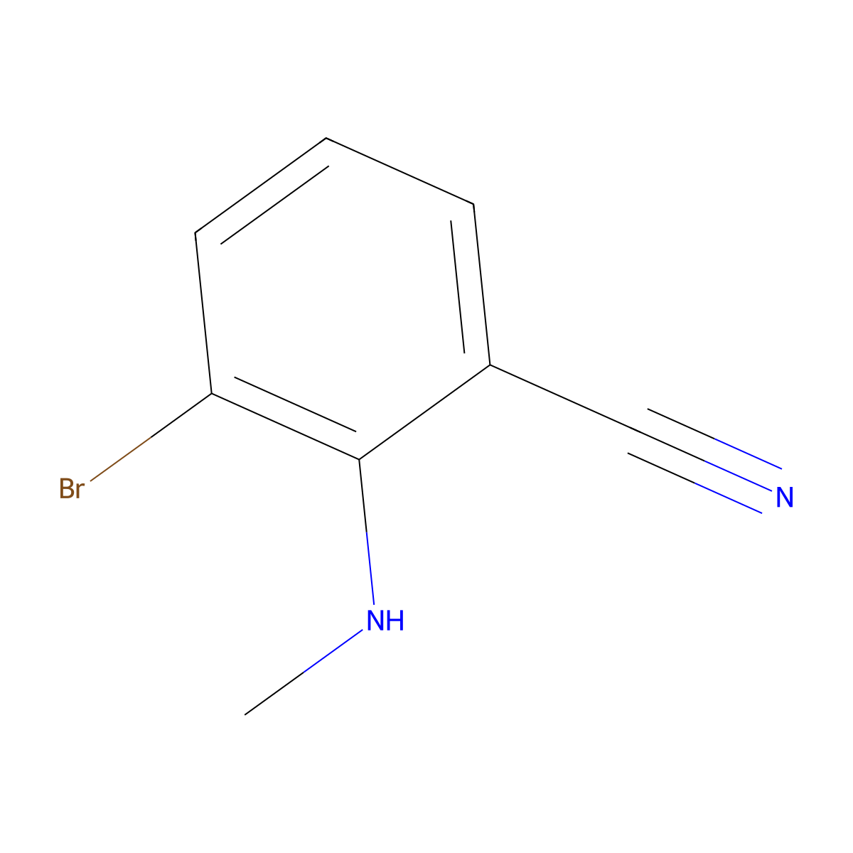 3-Bromo-2-(methylamino)benzonitrile molecular structure, CAS 1369954-33-5