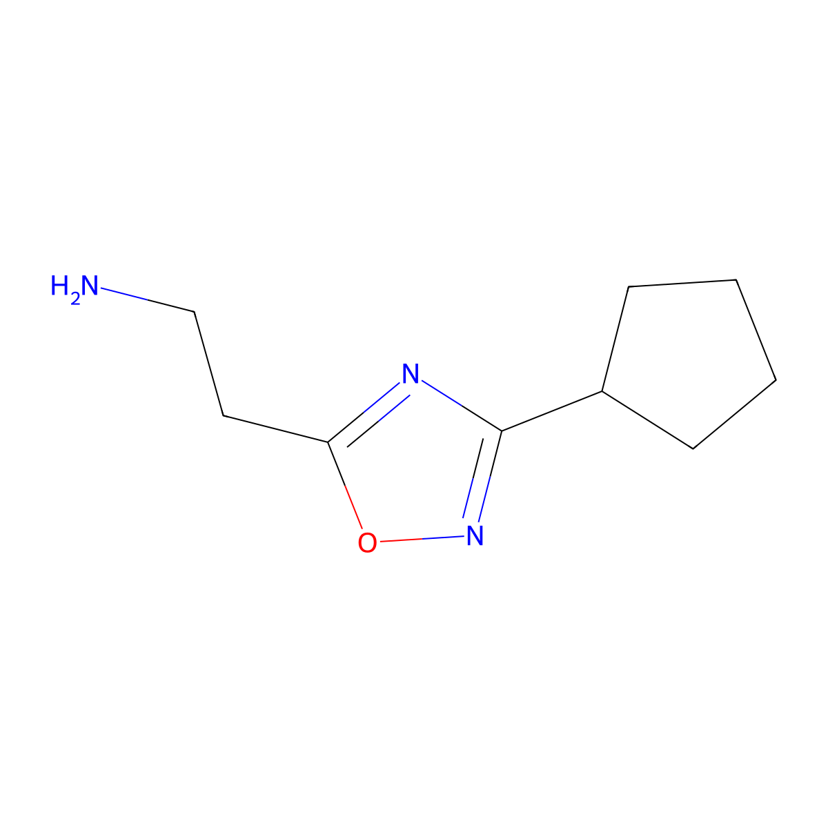 2-(3-Cyclopentyl-1,2,4-oxadiazol-5-yl)ethanamine molecular structure, CAS 1369956-39-7