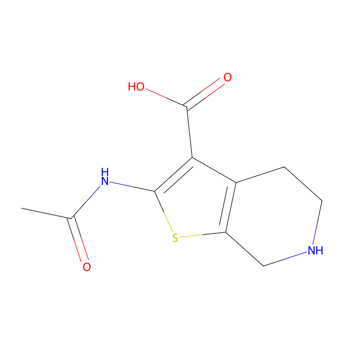 2-acetamido-4H,5H,6H,7H-thieno[2,3-c]pyridine-3-carboxylic acid molecular structure, CAS 1369966-93-7