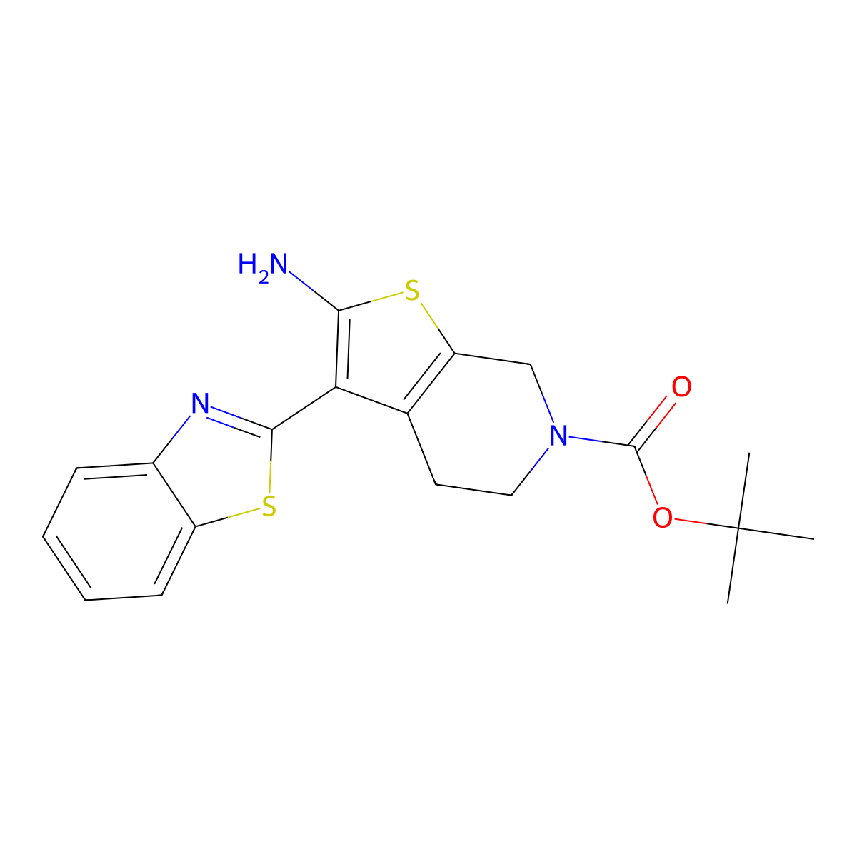 tert-butyl 2-amino-3-(benzo[d]thiazol-2-yl)-4,5-dihydrothieno[2,3-c]pyridine-6(7H)-carboxylate molecular structure, CAS 1369967-29-2