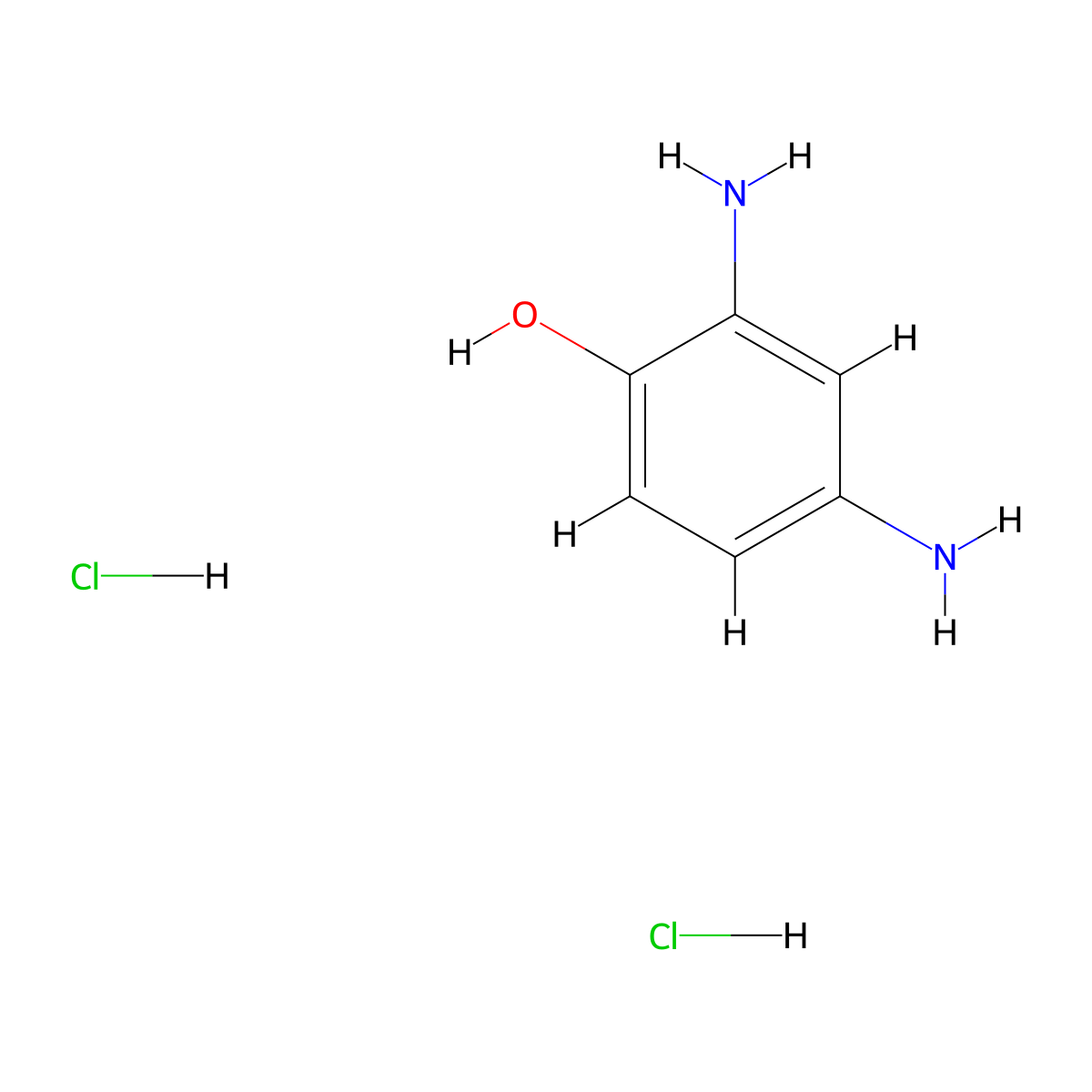 2,4-Diaminophenol hydrochloride molecular structure, CAS 137-09-7