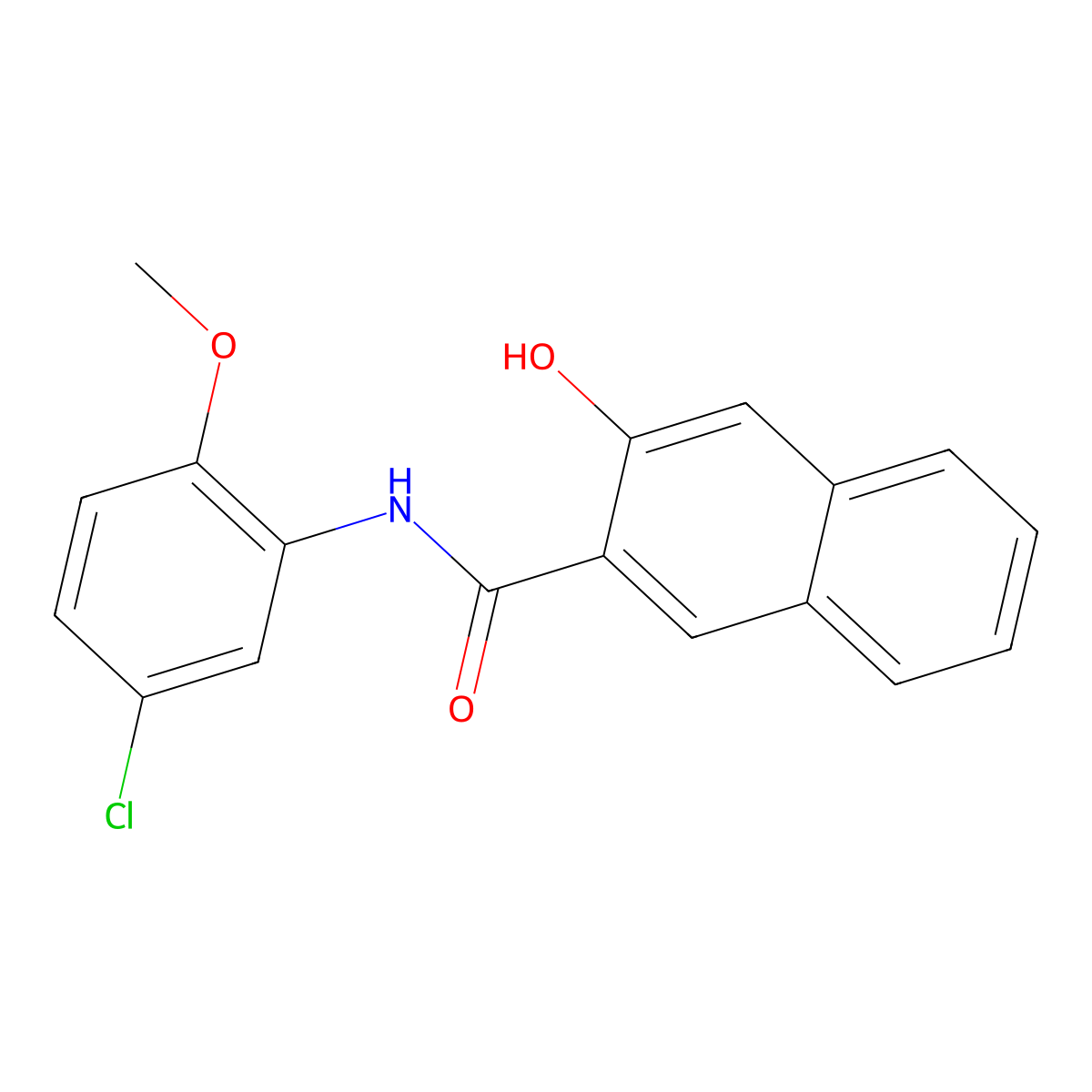 2-Naphthalenecarboxamide, N-(5-chloro-2-methoxyphenyl)-3-hydroxy- molecular structure, CAS 137-52-0