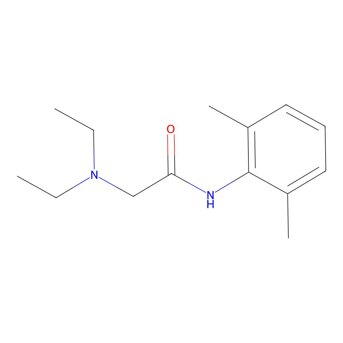 Lidocaine molecular structure, CAS 137-58-6