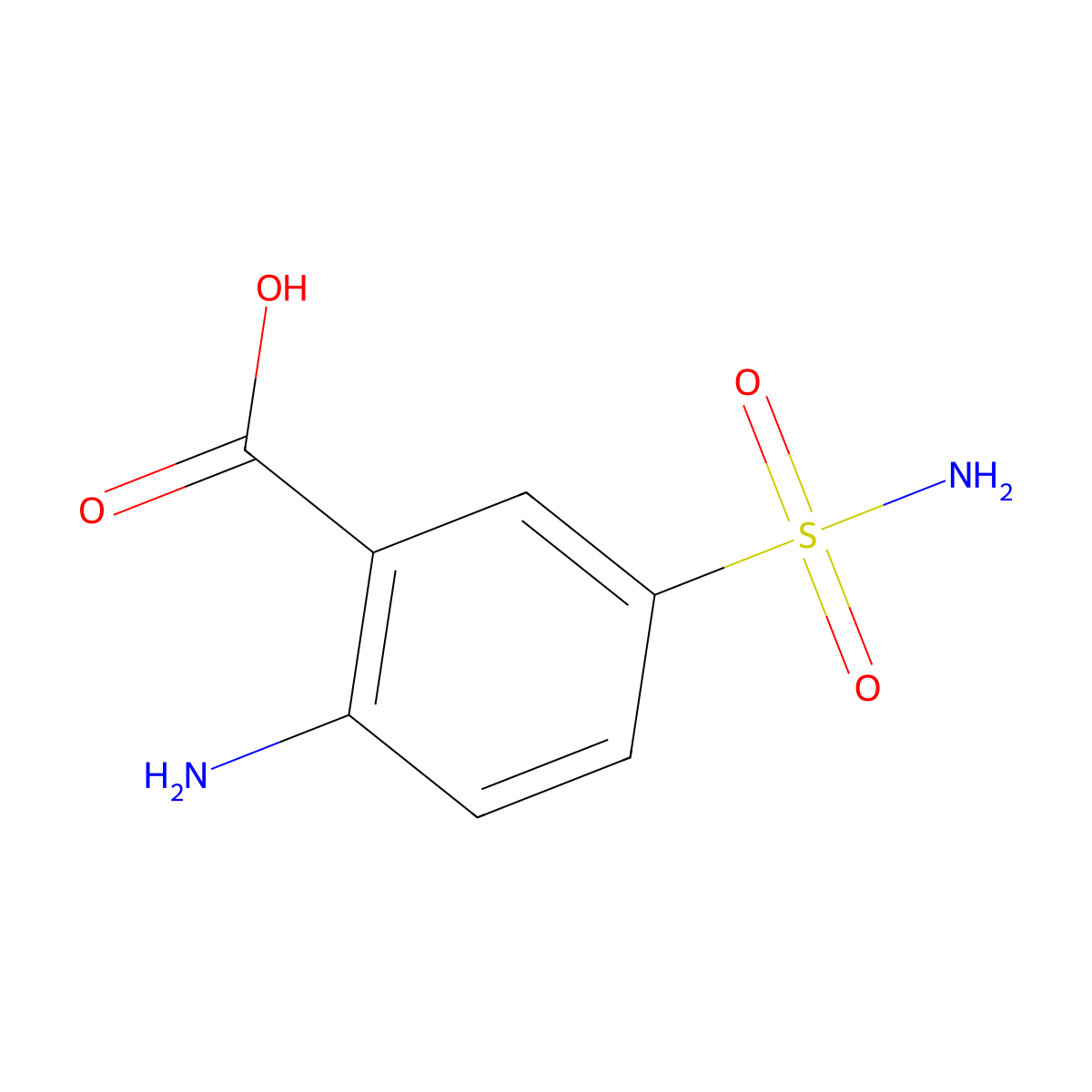 Benzoic acid, 2-amino-5-(aminosulfonyl)- molecular structure, CAS 137-65-5