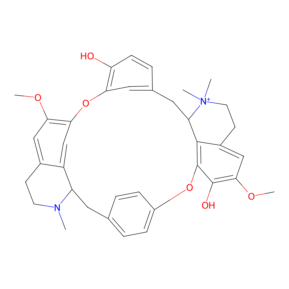 Tubocurarine molecular structure, CAS 1370-17-8