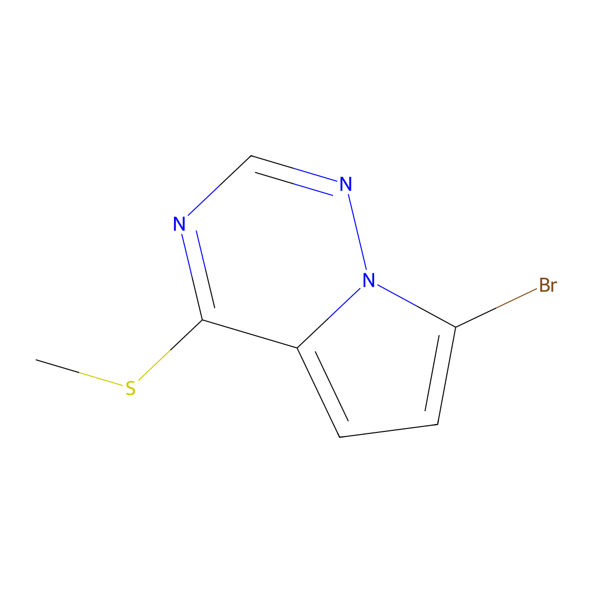7-Bromo-4-(methylthio)pyrrolo[2,1-f][1,2,4]triazine molecular structure, CAS 1370007-54-7