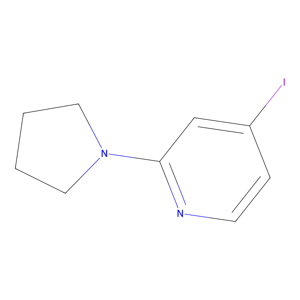 4-Iodo-2-pyrrolidin-1-ylpyridine molecular structure, CAS 1370025-52-7