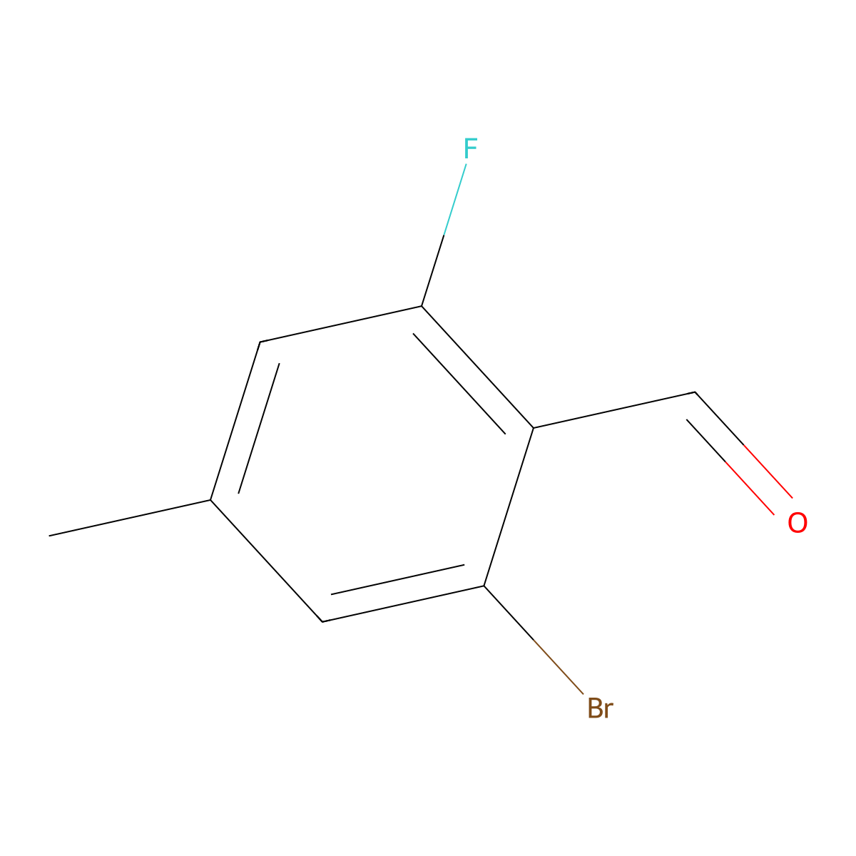 2-Bromo-6-fluoro-4-methylbenzaldehyde molecular structure, CAS 1370025-54-9