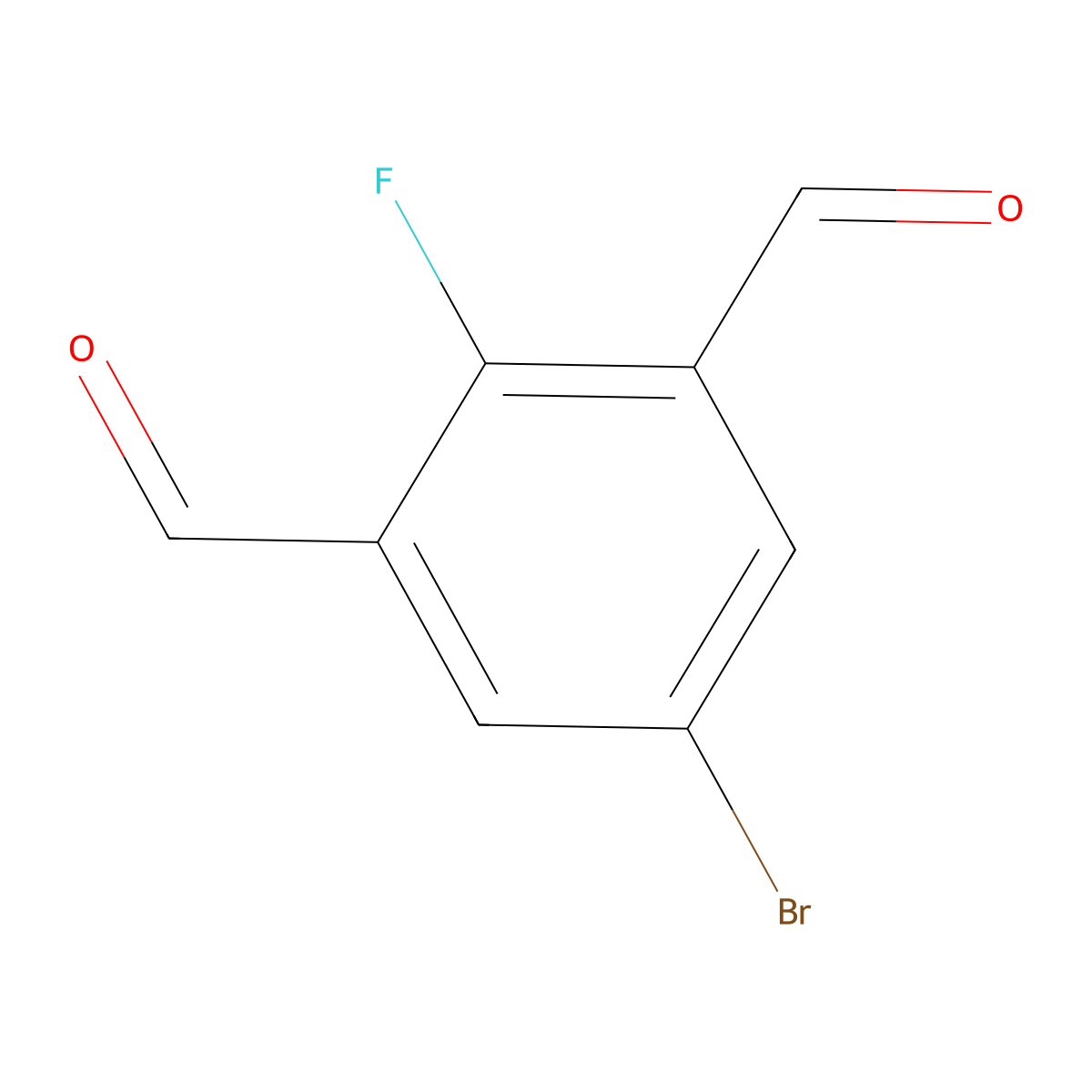 5-Bromo-2-fluoro-1,3-benzenedicarboxaldehyde molecular structure, CAS 1370025-63-0
