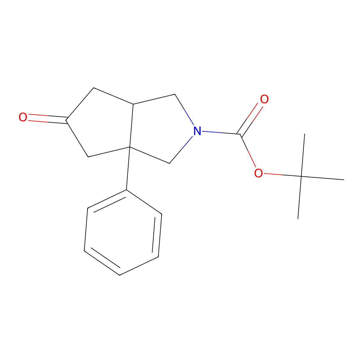 Tert-butyl 5-oxo-3a-phenyl-octahydrocyclopenta[c]pyrrole-2-carboxylate molecular structure, CAS 1370027-64-7