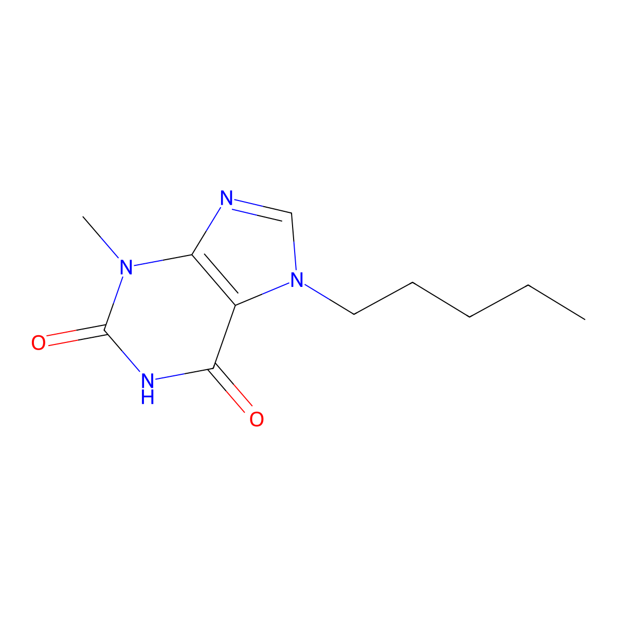 3-Methyl-7-pentyl-1H-purine-2,6(3H,7H)-dione molecular structure, CAS 137003-08-8