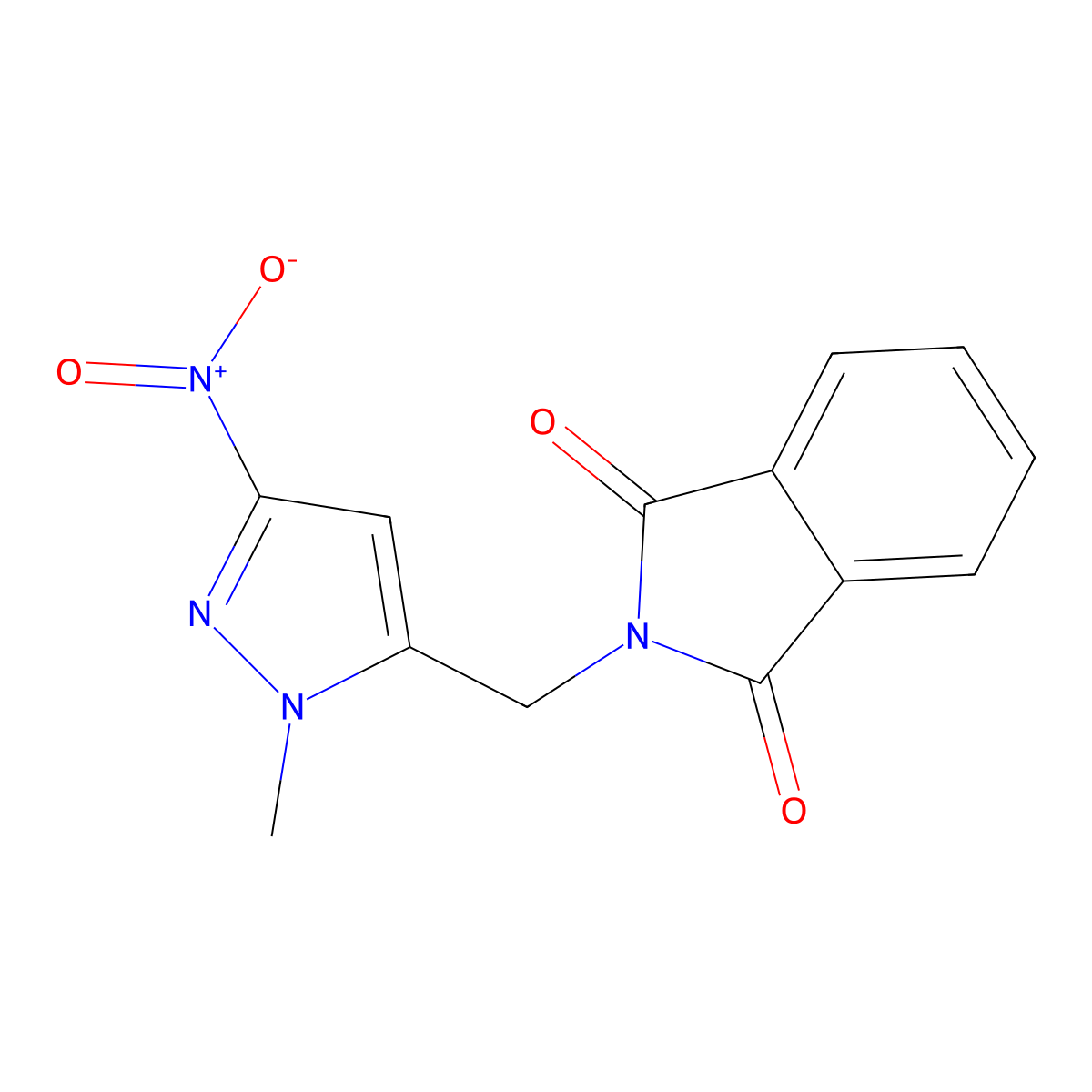 2-((1-Methyl-3-nitro-1H-pyrazol-5-yl)methyl)isoindoline-1,3-dione molecular structure, CAS 1370050-61-5