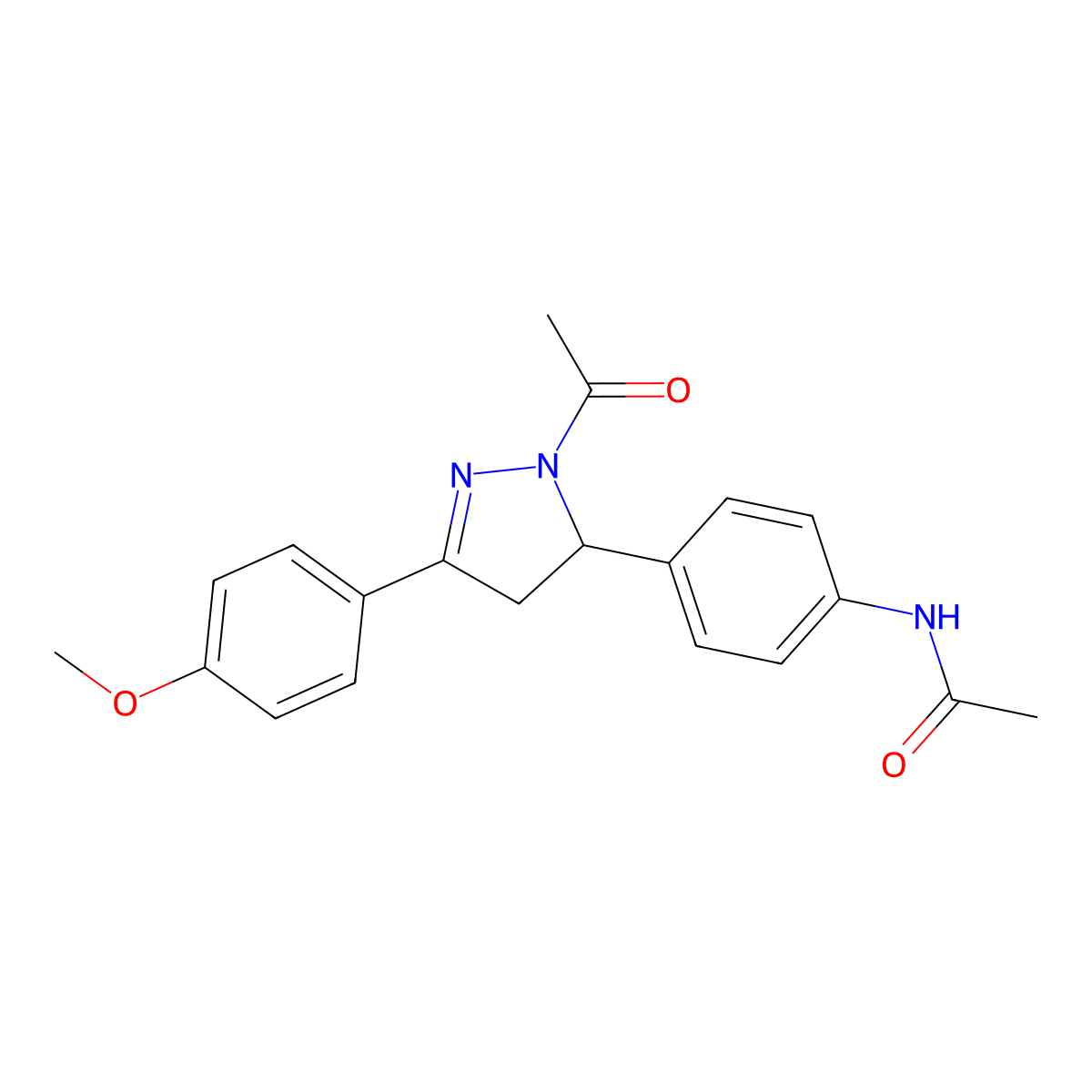 N-{4-[1-acetyl-3-(4-methoxyphenyl)-2-pyrazolin-5-yl]phenyl}acetamide molecular structure, CAS 1370050-62-6