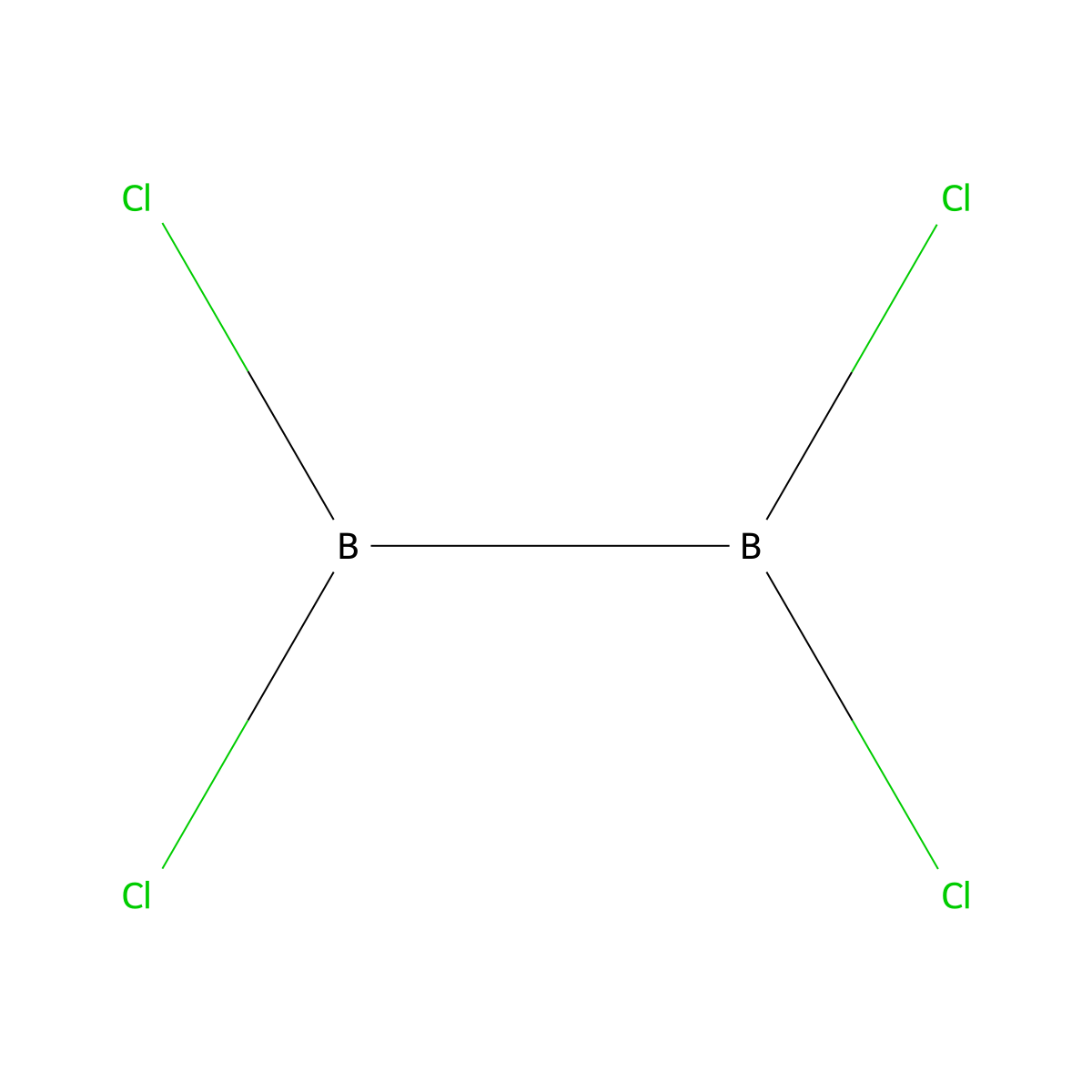 Diboron tetrachloride molecular structure, CAS 13701-67-2