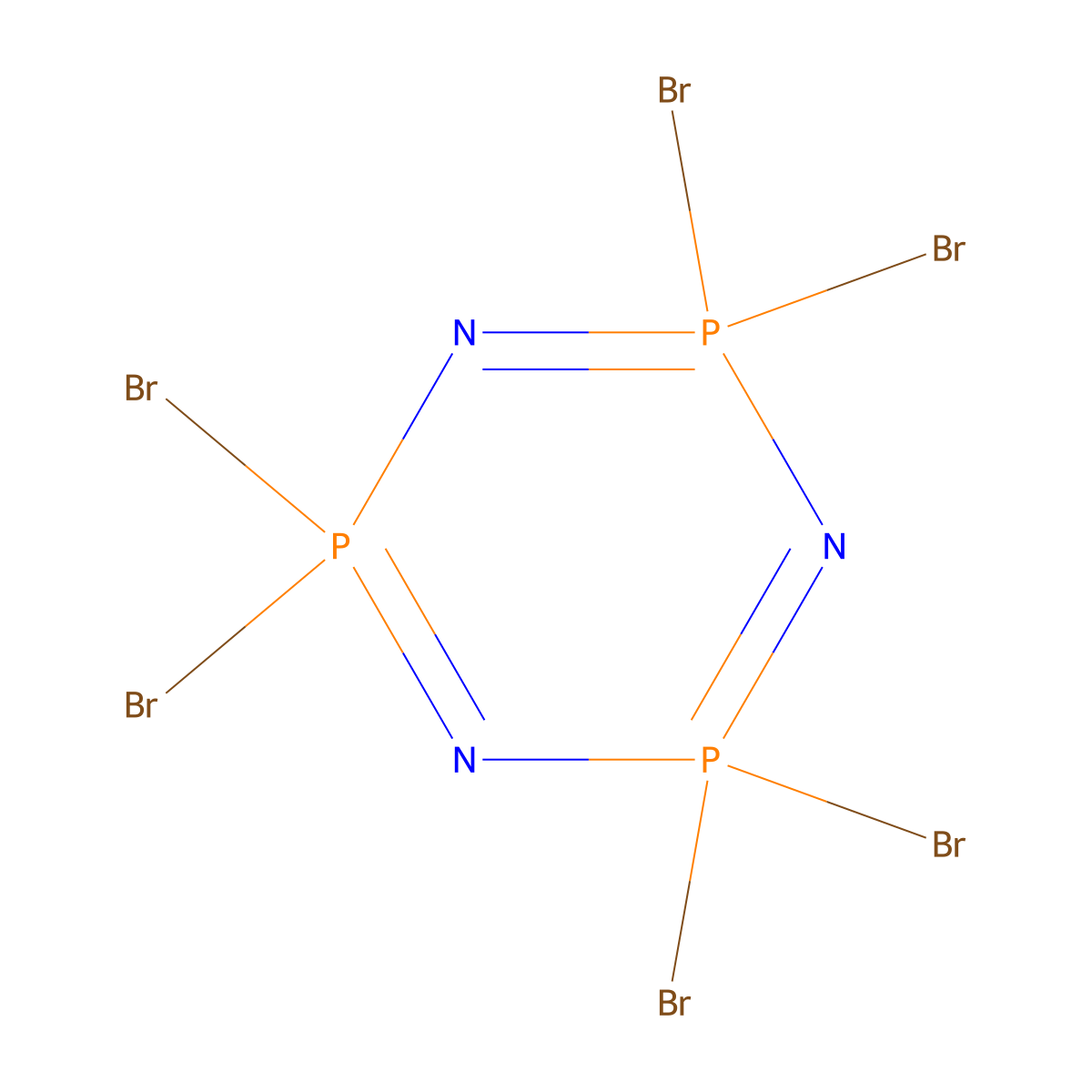 Hexabromocyclotriphosphazene molecular structure, CAS 13701-85-4