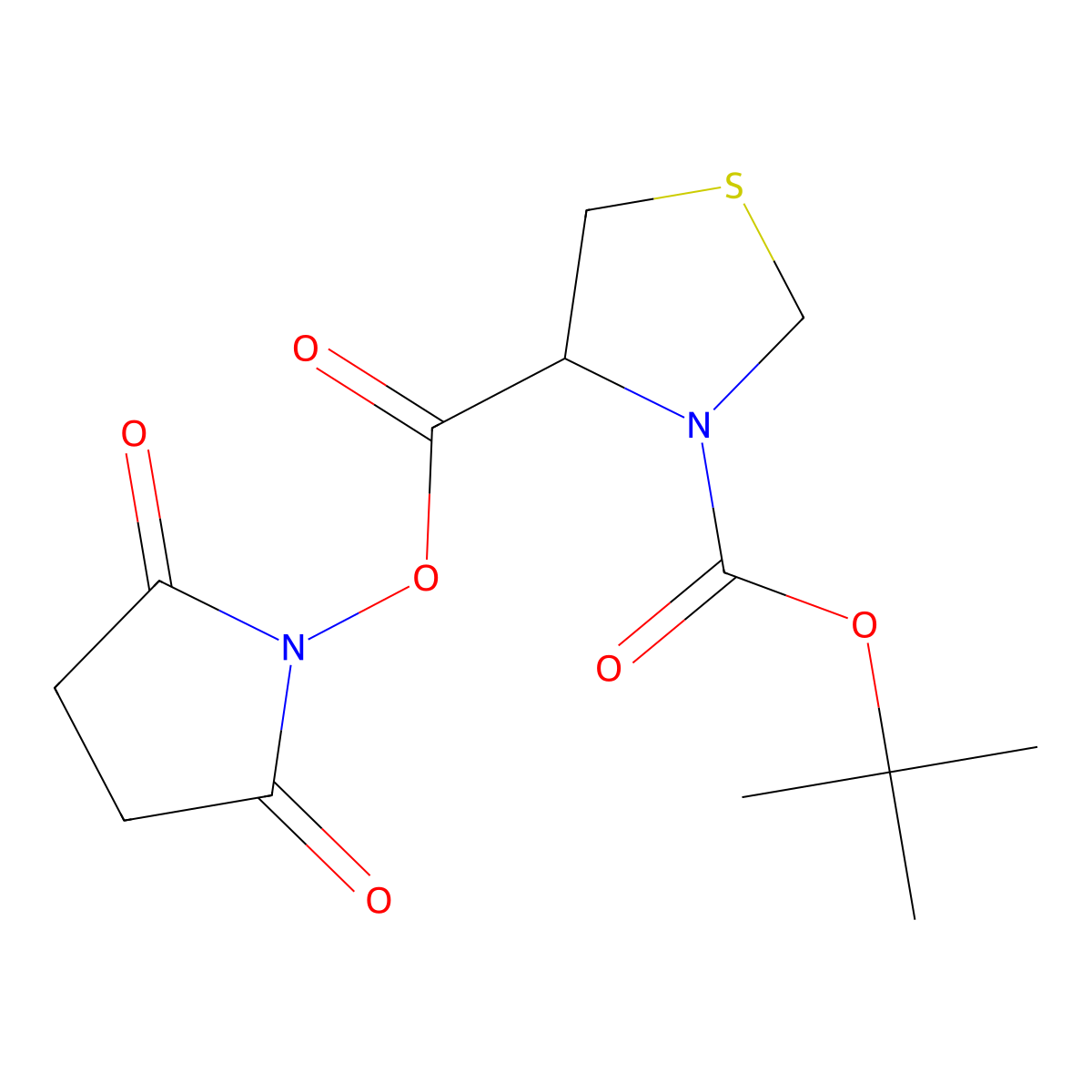 tert-butyl (4R)-4-{[(2,5-dioxopyrrolidin-1-yl)oxy]carbonyl}-1,3-thiazolidine-3-carboxylate molecular structure, CAS 137018-94-1