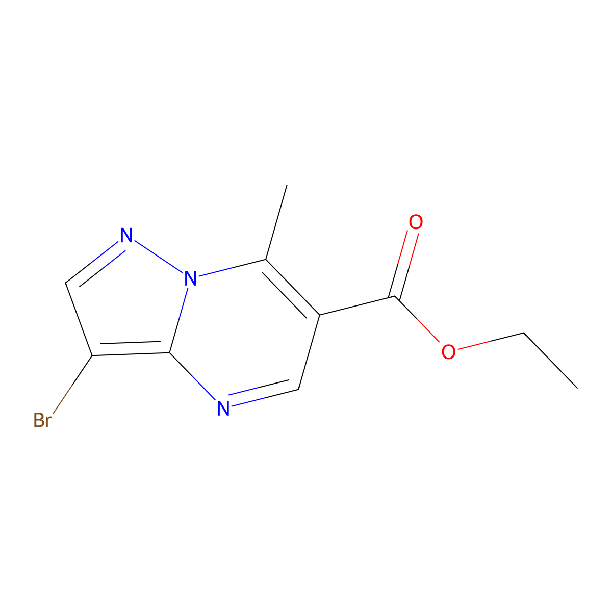 Ethyl 3-bromo-7-methylpyrazolo[1,5-a]pyrimidine-6-carboxylate molecular structure, CAS 1370287-43-6