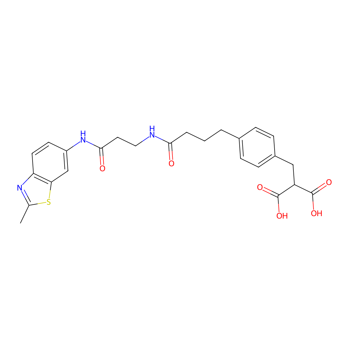 {4-[4-({3-[(2-Methyl-1,3-benzothiazol-6-YL)amino]-3-oxopropyl}amino)-4-oxobutyl]benzyl}propanedioic acid molecular structure, CAS 1370290-34-8