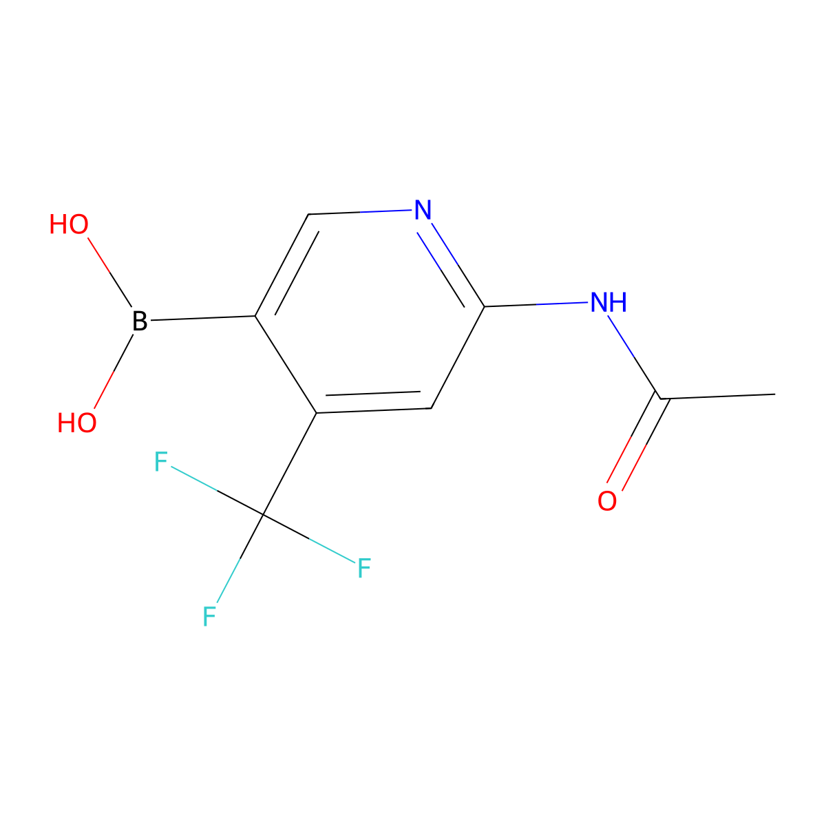 6-Acetamido-4-(trifluoromethyl)pyridin-3-ylboronic acid molecular structure, CAS 1370351-47-5