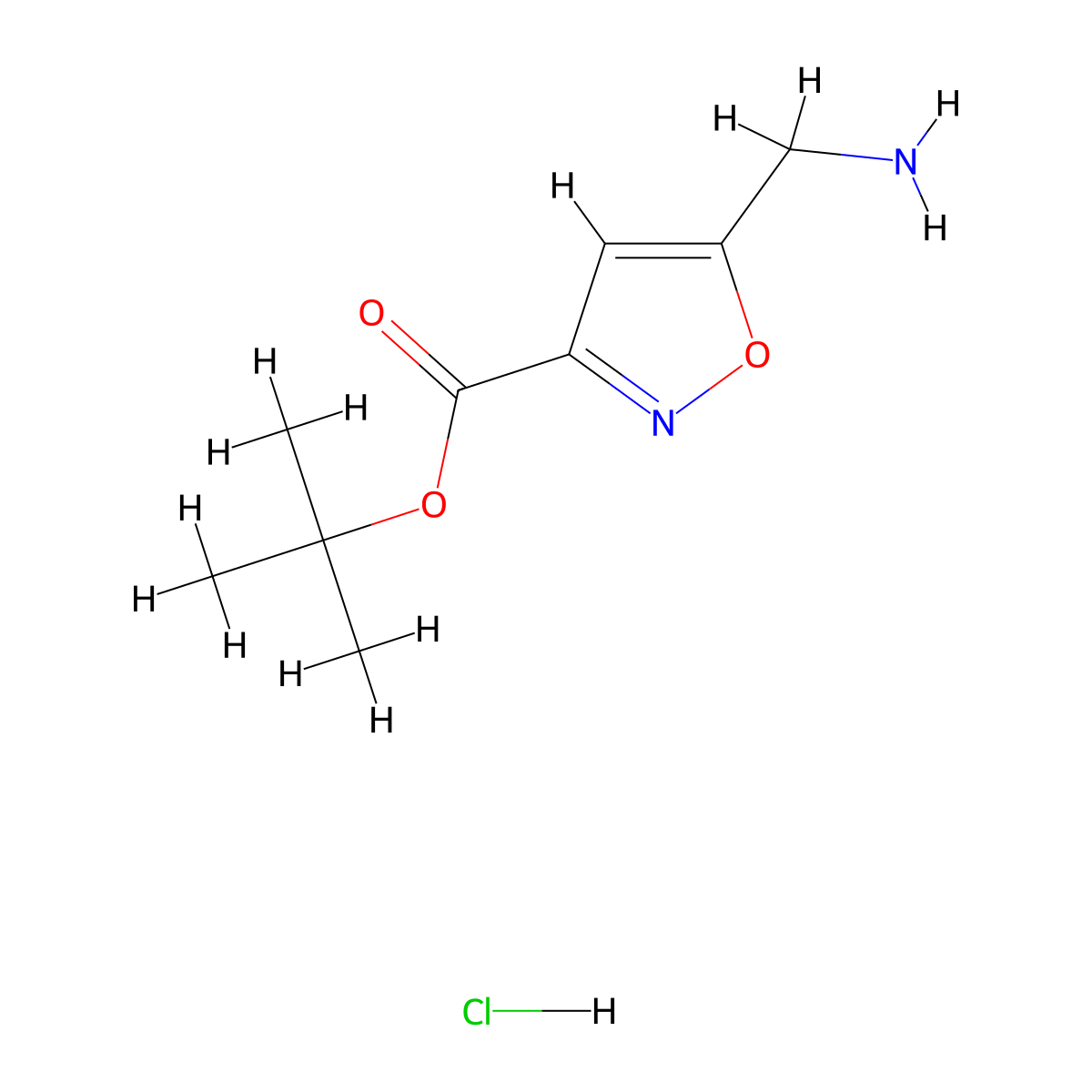 Tert-butyl5-(aminomethyl)-1,2-oxazole-3-carboxylatehydrochloride molecular structure, CAS 1370363-17-9