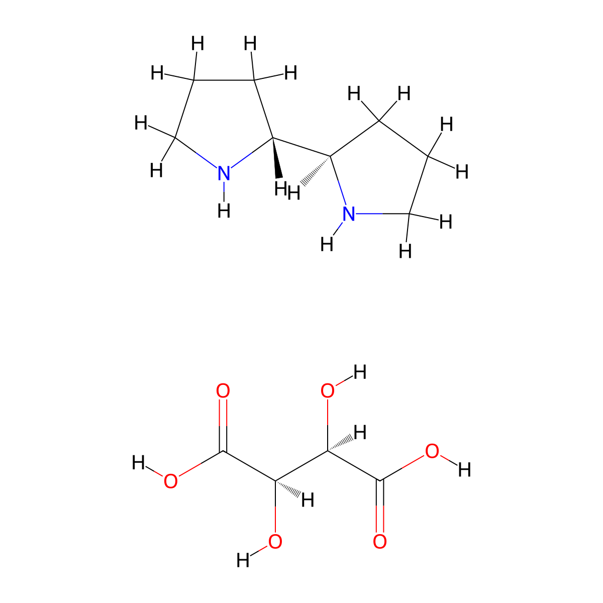 (2R,2'R)-2,2'-Bipyrrolidine (2R,3R)-2,3-dihydroxysuccinate molecular structure, CAS 137037-21-9