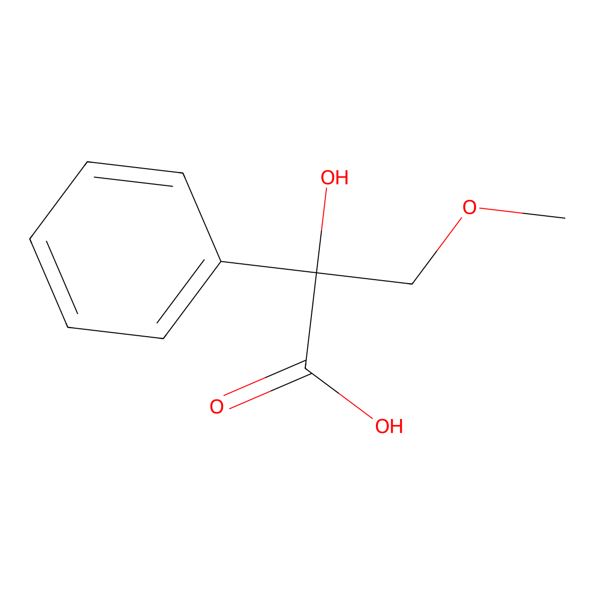 2-Hydroxy-3-methoxy-2-phenylpropanoic acid molecular structure, CAS 137039-97-5