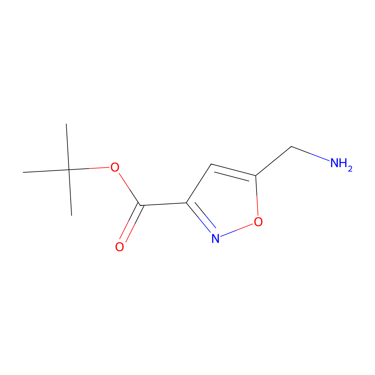 Tert-butyl 5-(aminomethyl)-1,2-oxazole-3-carboxylate molecular structure, CAS 1370406-51-1