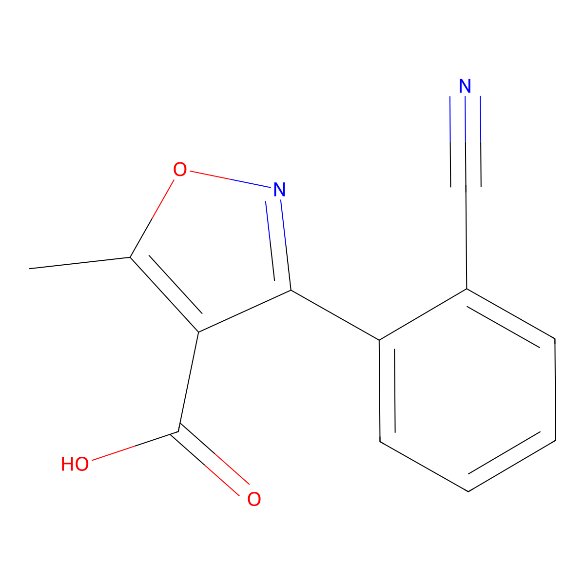 3-(2-Cyanophenyl)-5-methylisoxazole-4-carboxylic acid molecular structure, CAS 1370418-78-2