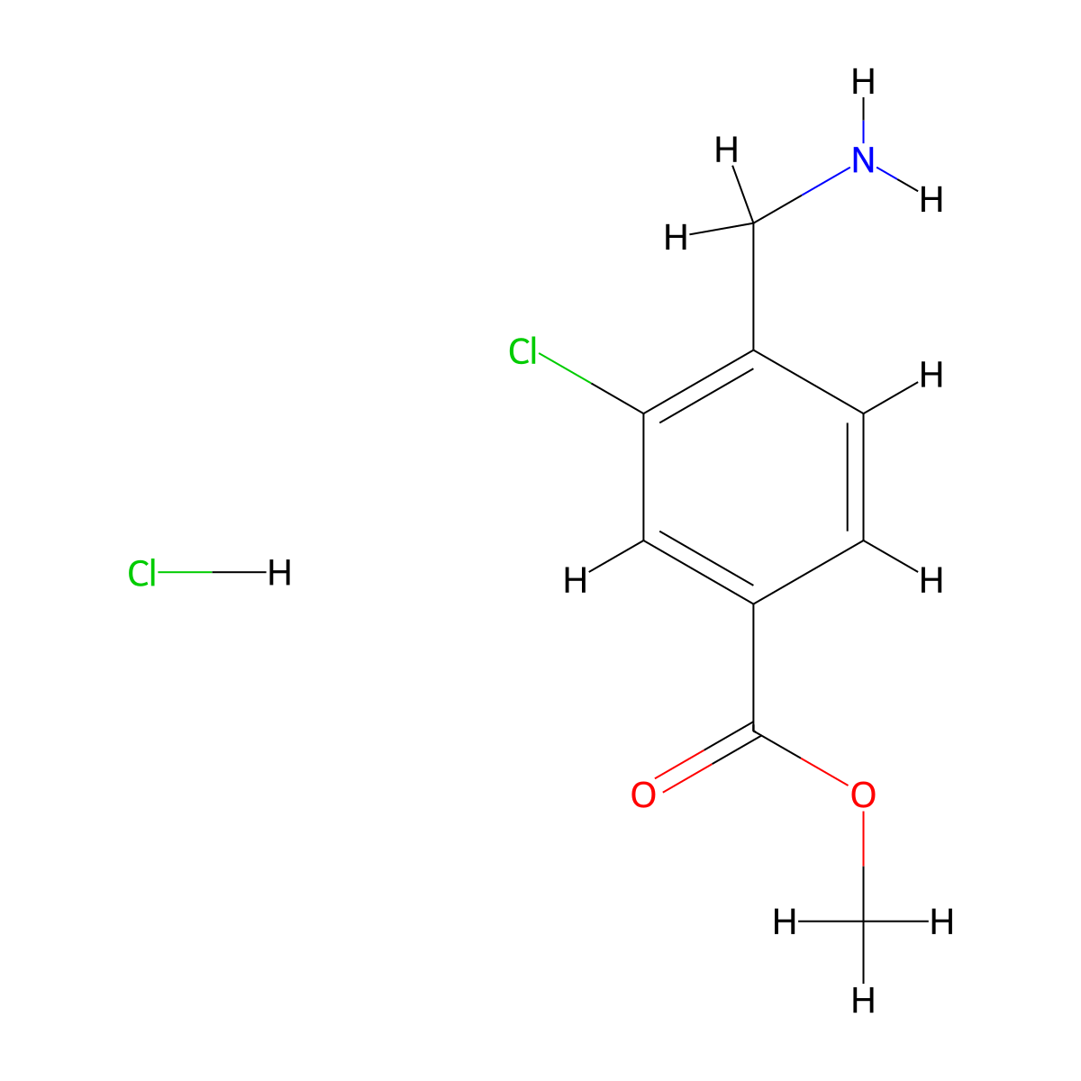 Methyl 4-(aminomethyl)-3-chlorobenzoate hydrochloride molecular structure, CAS 1370422-30-2