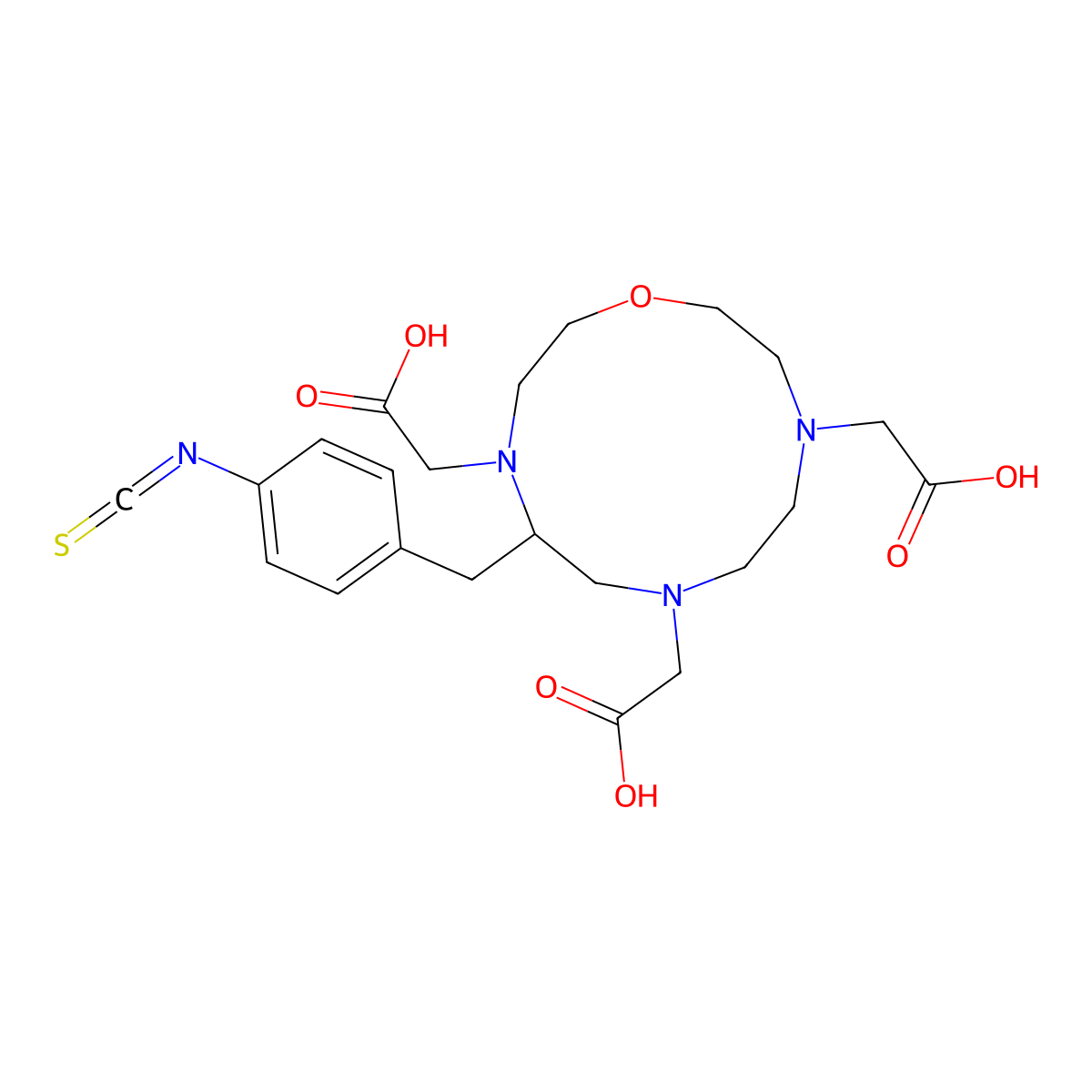 5-((4-Isothiocyanatophenyl)methyl)-1-oxa-4,7,10-triazacyclododecane-4,7,10-triacetic acid, (5S)- molecular structure, CAS 1370442-99-1