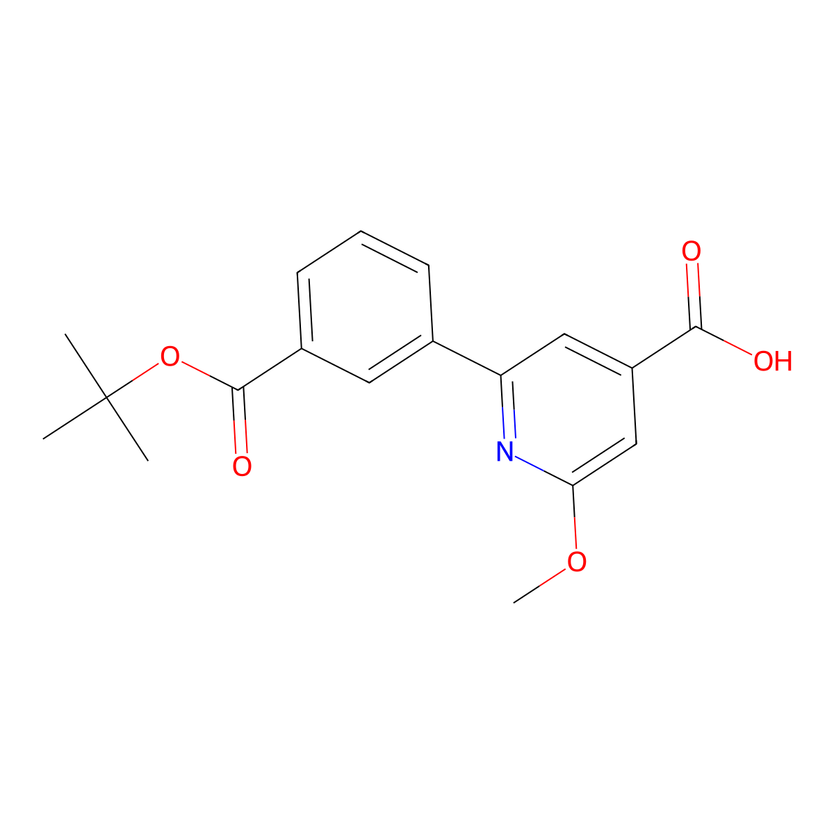 2-(3-(Tert-butoxycarbonyl)phenyl)-6-methoxyisonicotinic acid molecular structure, CAS 1370448-86-4