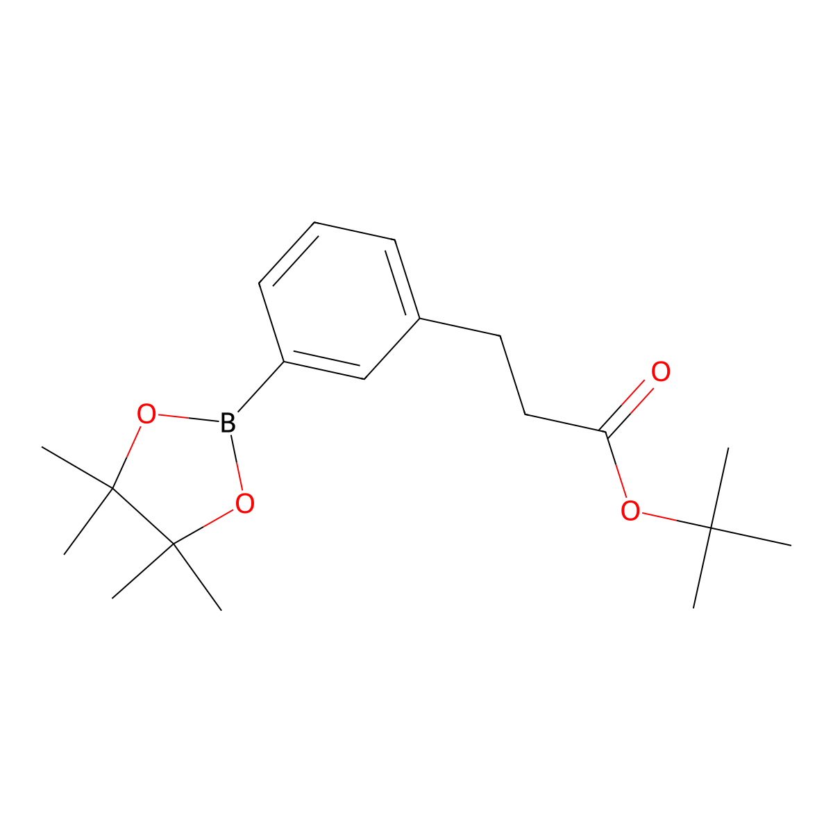 Tert-butyl 3-[3-(tetramethyl-1,3,2-dioxaborolan-2-yl)phenyl]propanoate molecular structure, CAS 1370453-23-8
