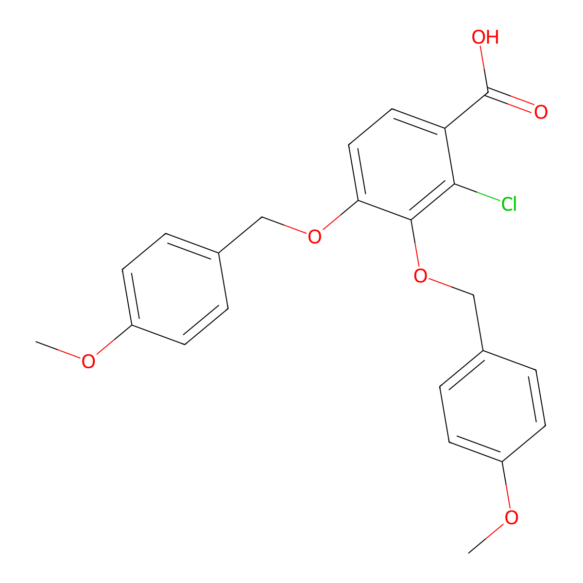 2-Chloro-3,4-bis((4-methoxybenzyl)oxy)benzoic acid molecular structure, CAS 137054-46-7