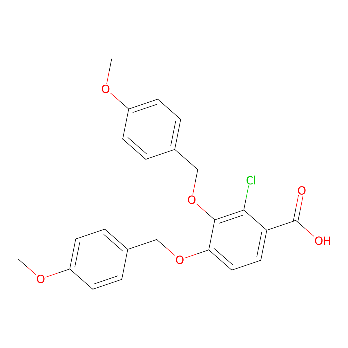 2-Chloro-3,4-bis((4-methoxybenzyl)oxy)benzoic acid molecular structure, CAS 137054-46-7