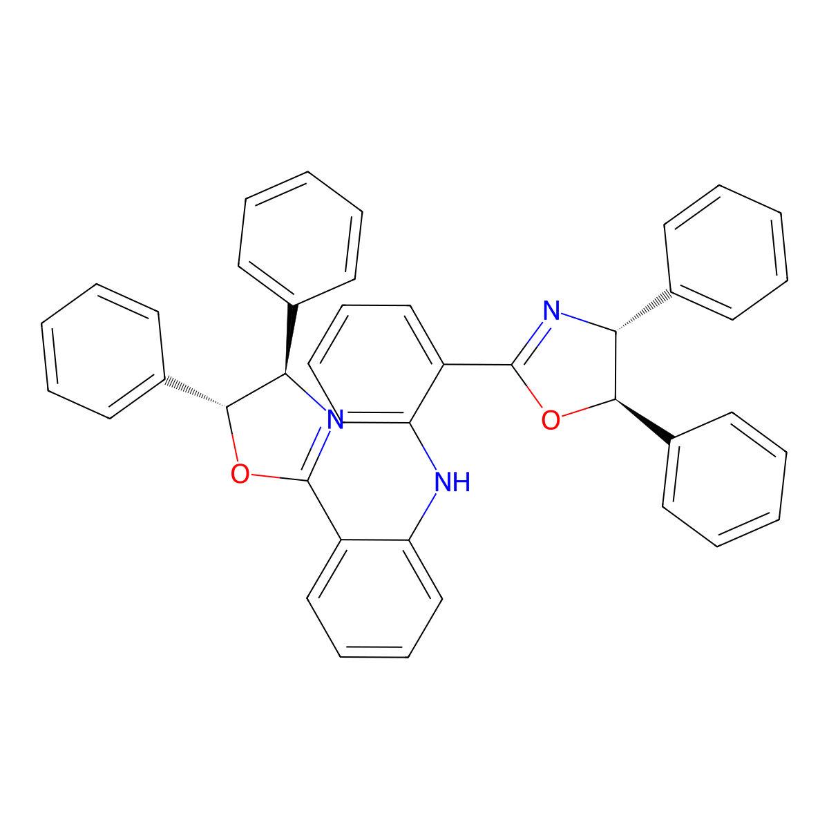 Bis(2-((4R,5R)-4,5-diphenyl-4,5-dihydrooxazol-2-yl)phenyl)amine molecular structure, CAS 1370549-65-7