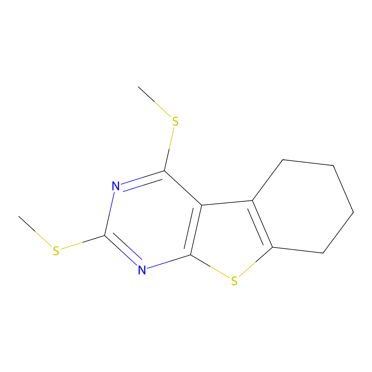 2,4-Bis(methylsulfanyl)-5,6,7,8-tetrahydro[1]benzothieno[2,3-d]pyrimidine molecular structure, CAS 137056-28-1