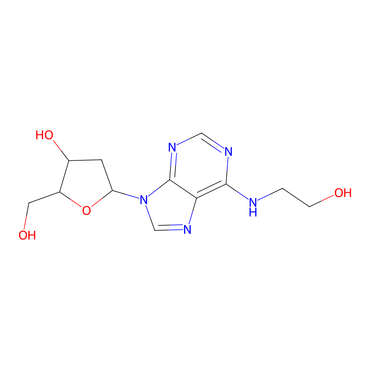 N6-(2-Hydroxyethyl)-2'-deoxyadenosine molecular structure, CAS 137058-94-7