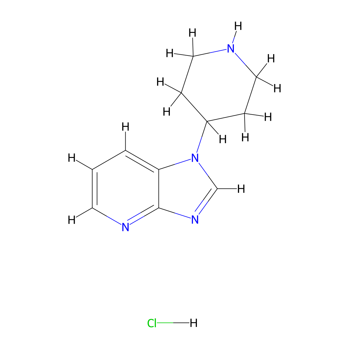4-(1H-imidazo(4,5-b)pyridin-1-yl)piperidine hydrochloride molecular structure, CAS 1370587-23-7