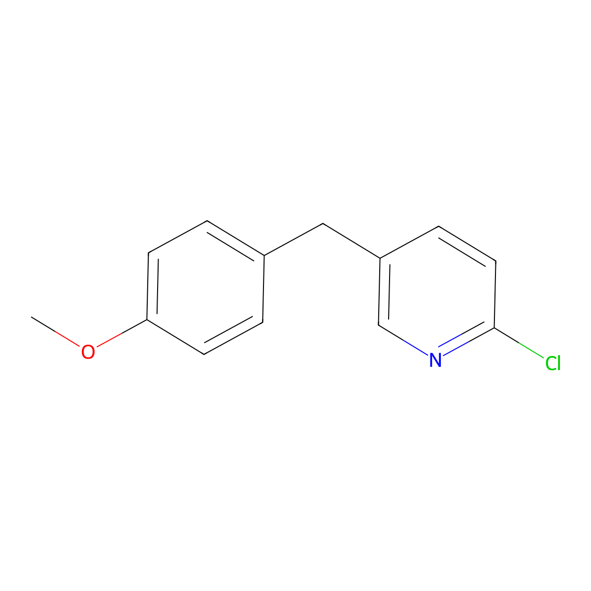2-Chloro-5-((4-methoxyphenyl)methyl)pyridine molecular structure, CAS 1370587-24-8