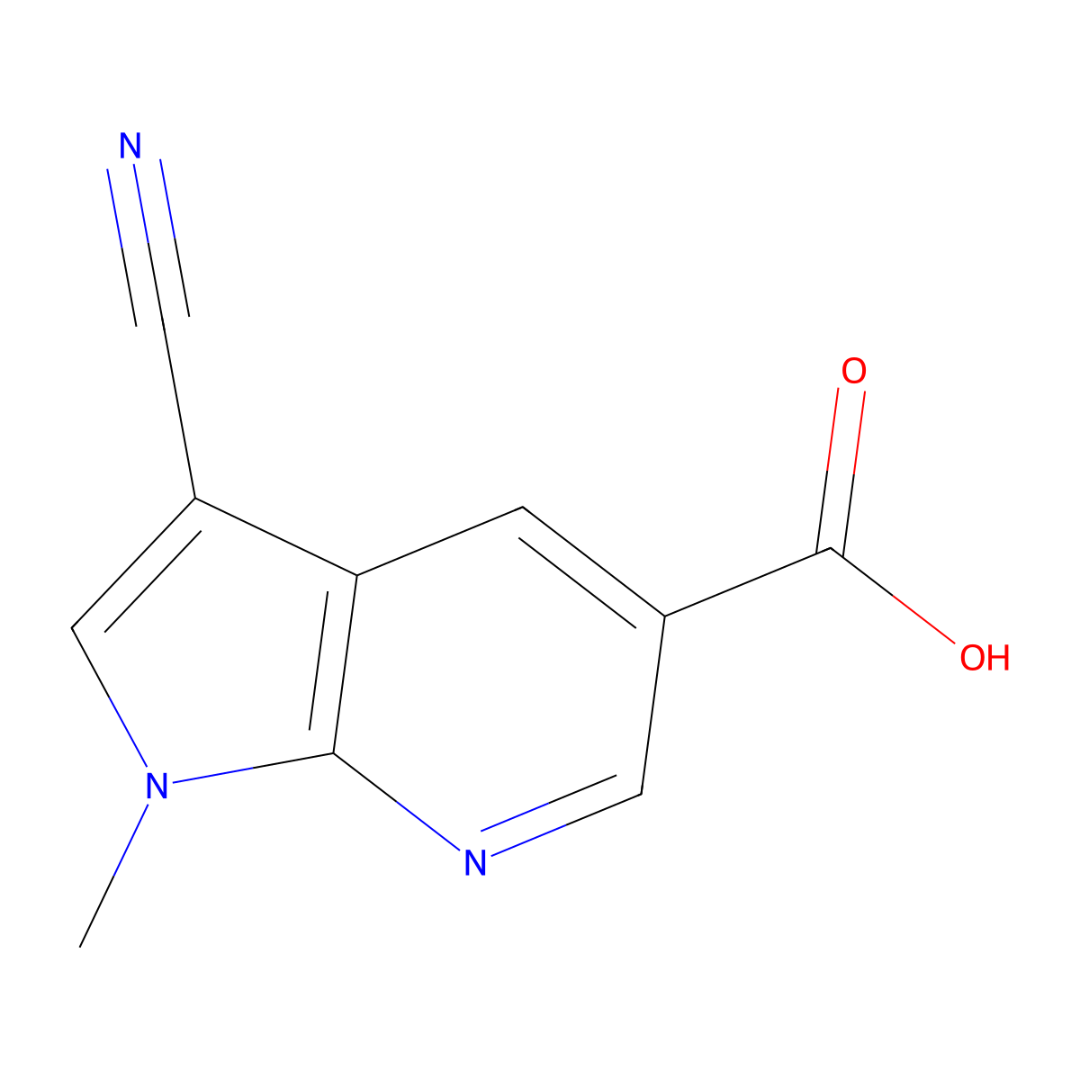 3-cyano-1-methyl-1H-pyrrolo[2,3-b]pyridine-5-carboxylic acid molecular structure, CAS 1370587-26-0