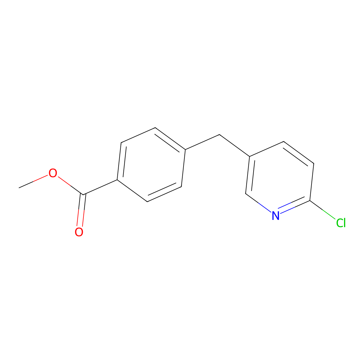 Methyl 4-((6-chloropyridin-3-yl)methyl)benzoate molecular structure, CAS 1370587-28-2