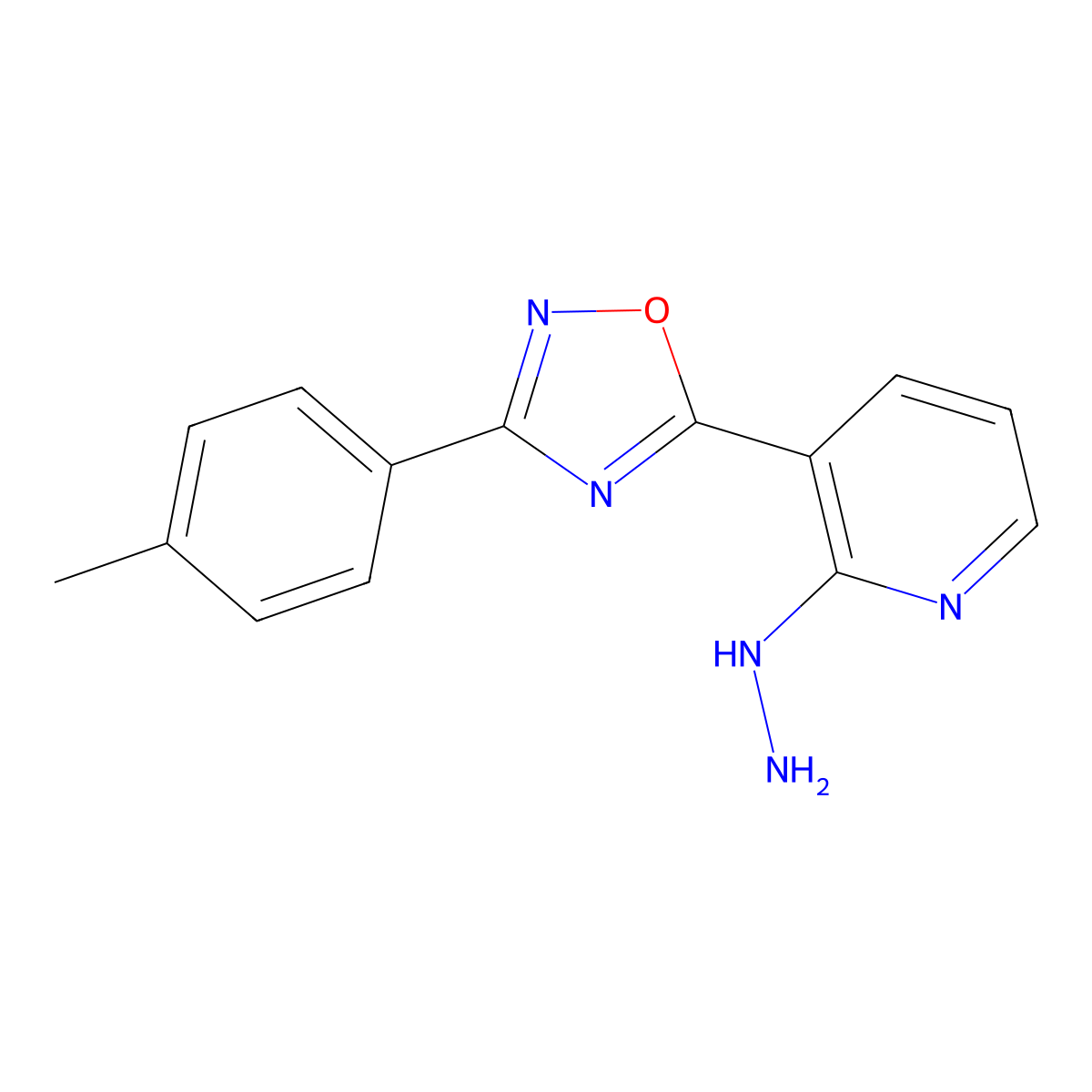 2-Hydrazino-3-[3-(4-methylphenyl)-1,2,4-oxadiazol-5-yl]pyridine molecular structure, CAS 1370592-62-3
