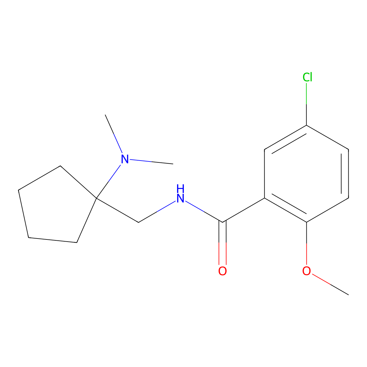 5-Chloro-N-{[1-(dimethylamino)cyclopentyl]methyl}-2-methoxybenzamide molecular structure, CAS 1370592-69-0