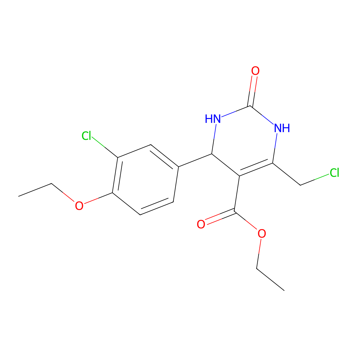 Ethyl 4-(3-chloro-4-ethoxyphenyl)-6-(chloromethyl)-2-oxo-1,2,3,4-tetrahydropyrimidine-5-carboxylate molecular structure, CAS 1370592-94-1