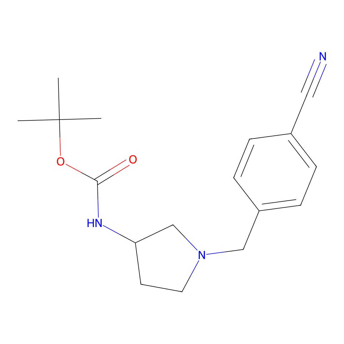 tert-Butyl (1-(4-cyanobenzyl)pyrrolidin-3-yl)carbamate molecular structure, CAS 1370594-77-6