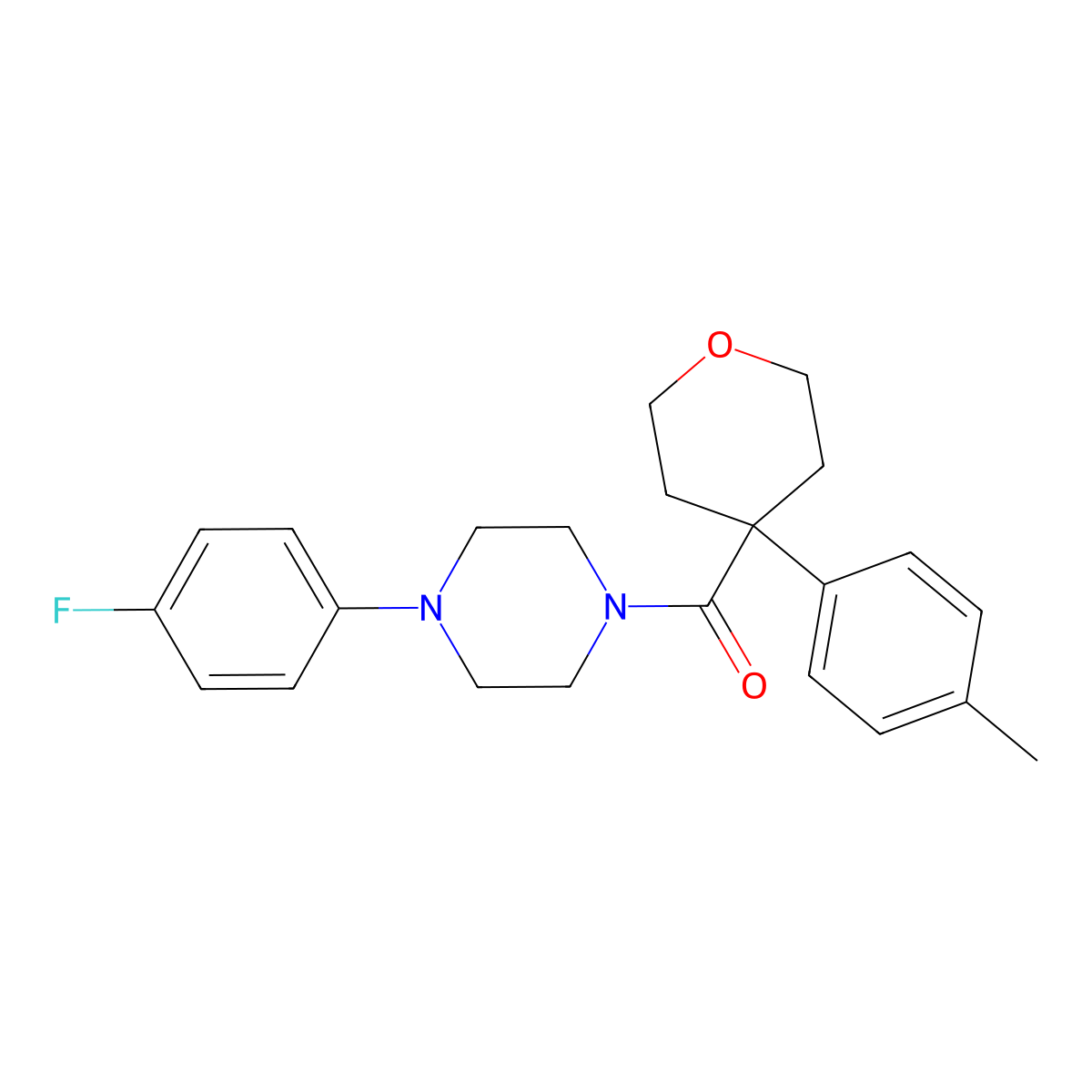 [4-(4-Fluorophenyl)piperazin-1-yl][4-(4-methylphenyl)oxan-4-yl]methanone molecular structure, CAS 1370594-85-6