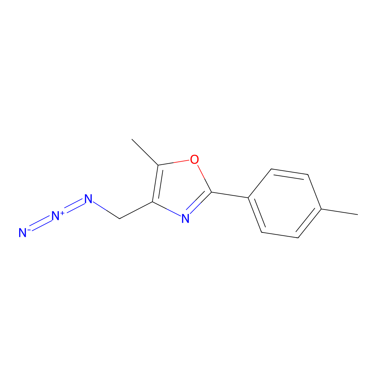 4-(Azidomethyl)-5-methyl-2-(4-methylphenyl)-1,3-oxazole molecular structure, CAS 1370595-25-7