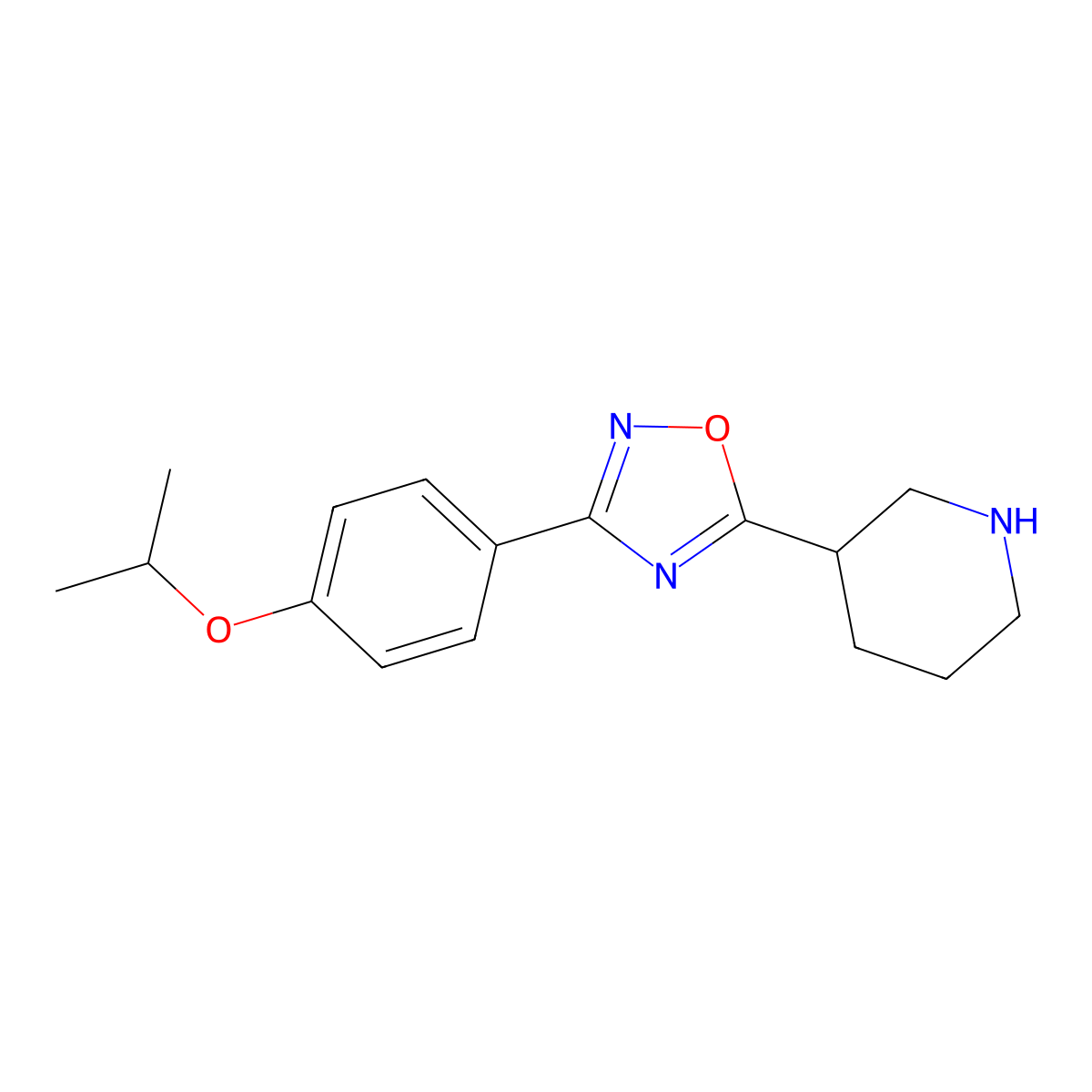 3-(4-Isopropoxyphenyl)-5-(piperidin-3-yl)-1,2,4-oxadiazole molecular structure, CAS 1370595-45-1